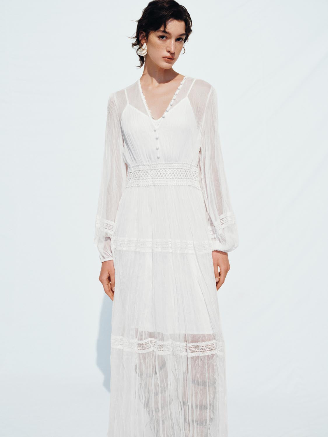 Broderie Detail Crinkle Maxi Dresses