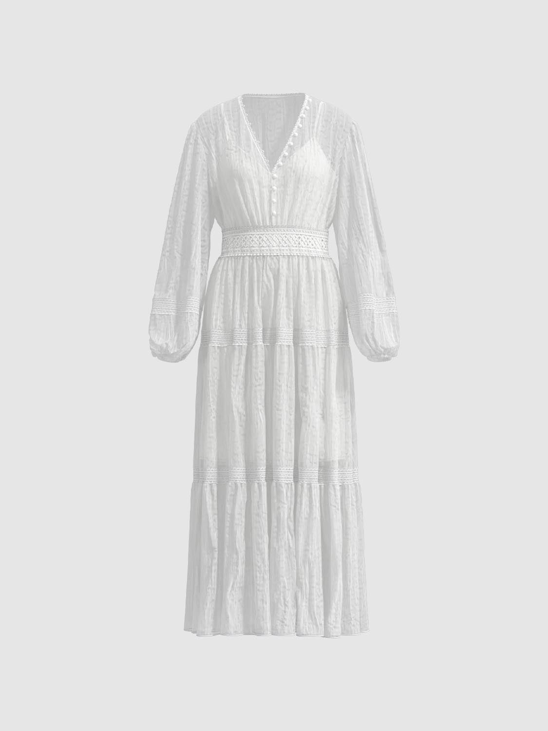 Broderie Detail Crinkle Maxi Dresses