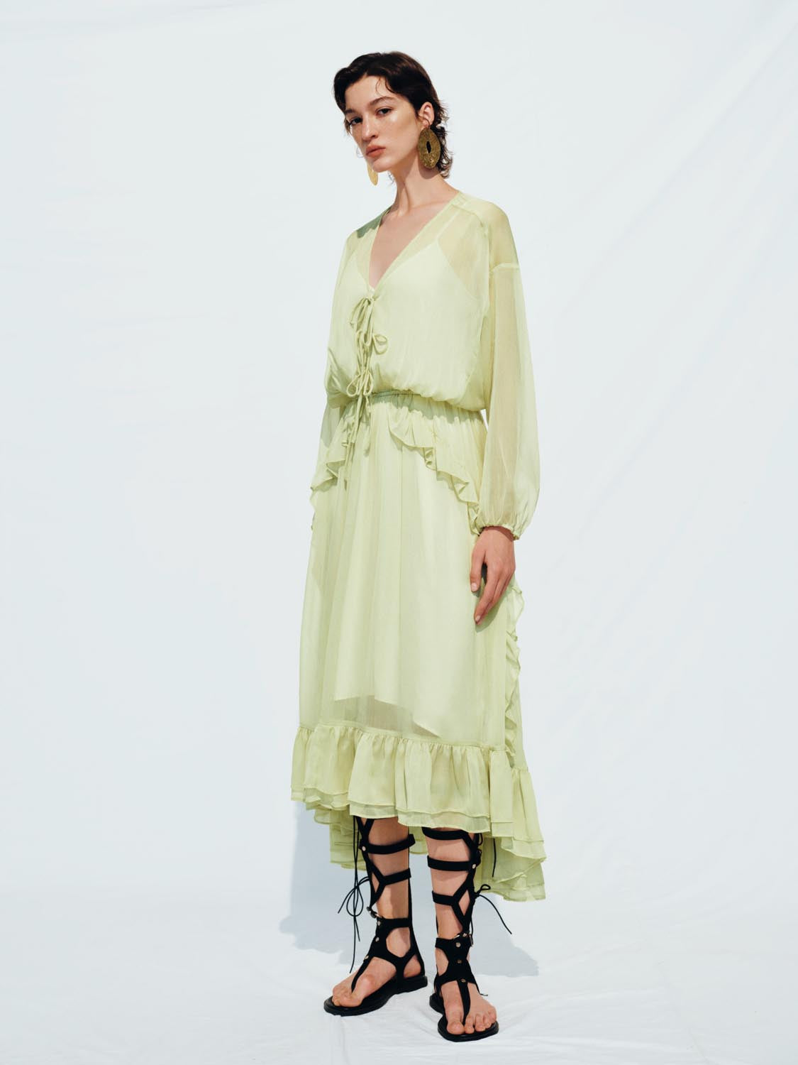 Ruffle A-Line Maxi Dresses