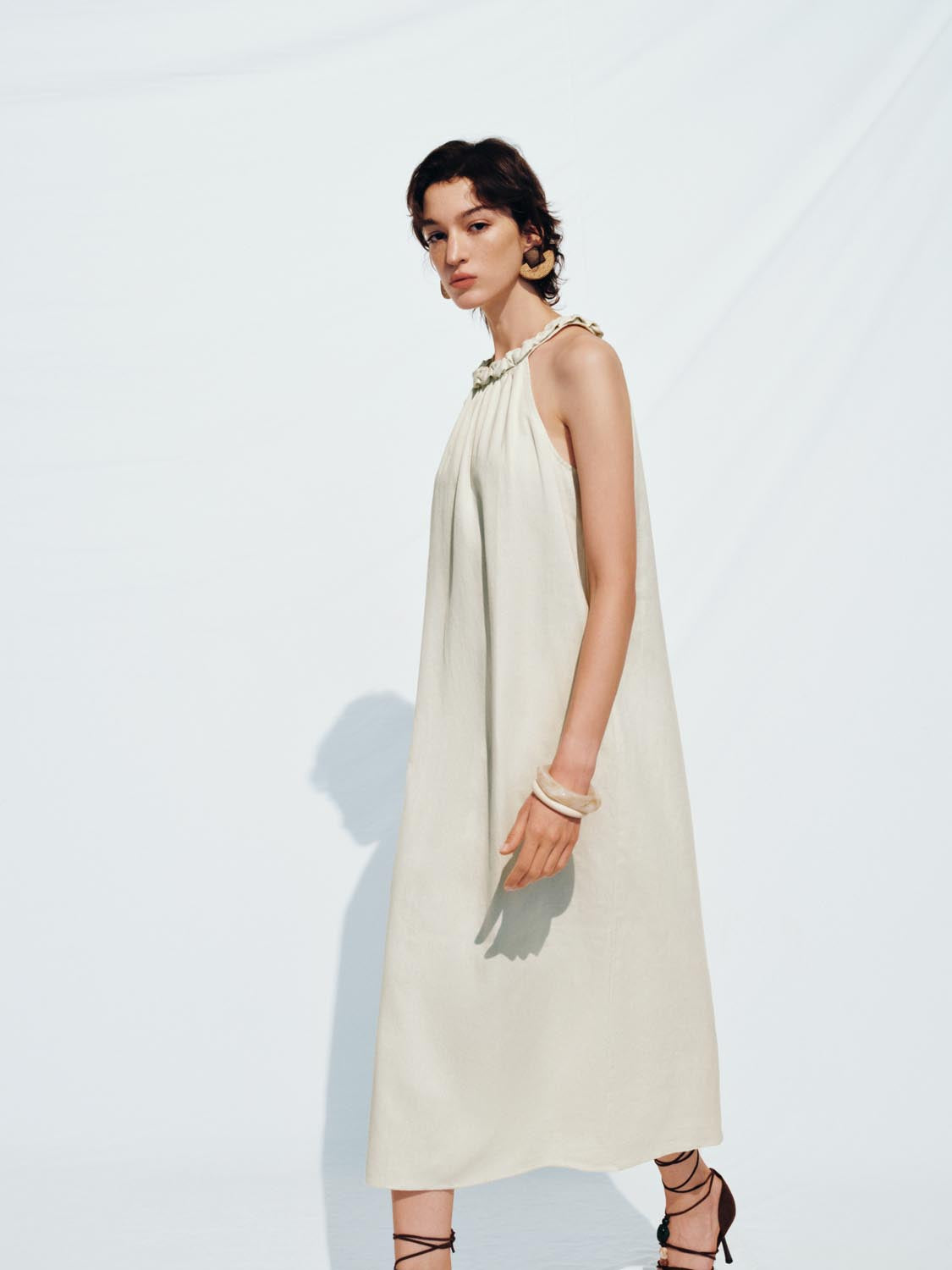 Halter Neck Sleeveless A-Line Maxi Dresses