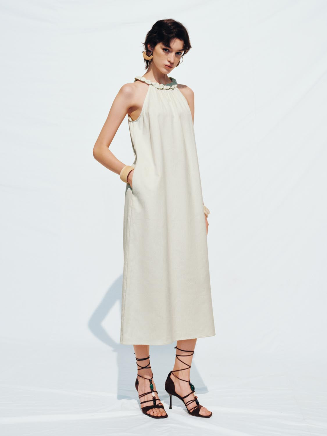Halter Neck Sleeveless A-Line Maxi Dresses