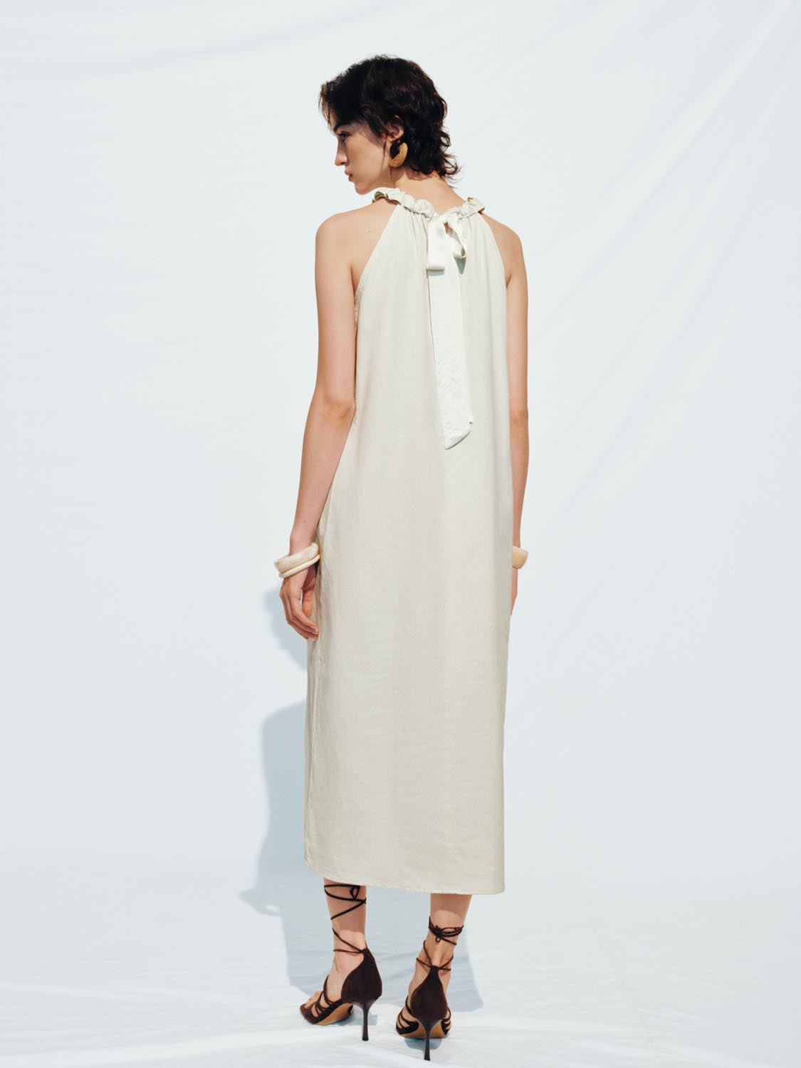 Halter Neck Sleeveless A-Line Maxi Dresses