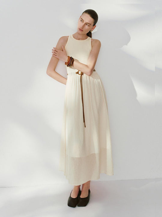 Belted Sleeveless Maxi Dresses