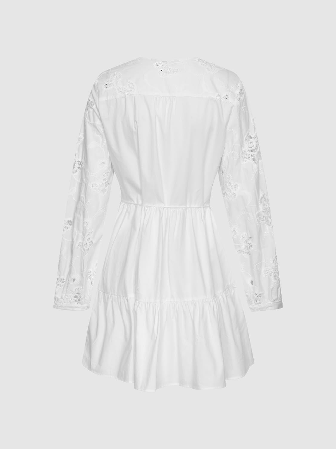 Broderie Long Sleeve Midi Dresses