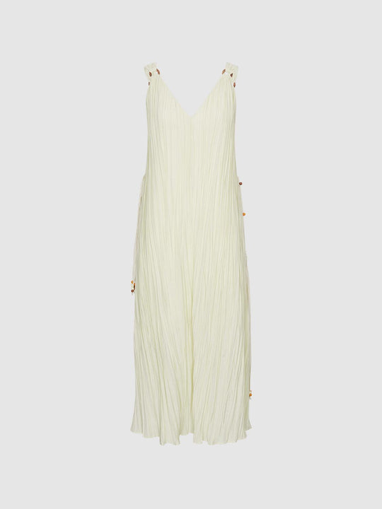 Sleeveless Frill A-Line Maxi Dresses