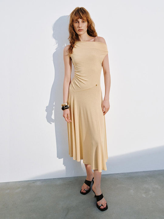 Cowl Neck Sleeveless A-Line Maxi Dresses