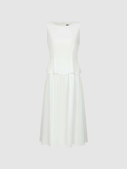 Peplum Waist Maxi Lyocell Linen Blend Dress