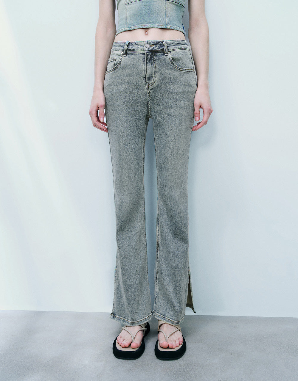 Split Hem Skinny Flare Jeans