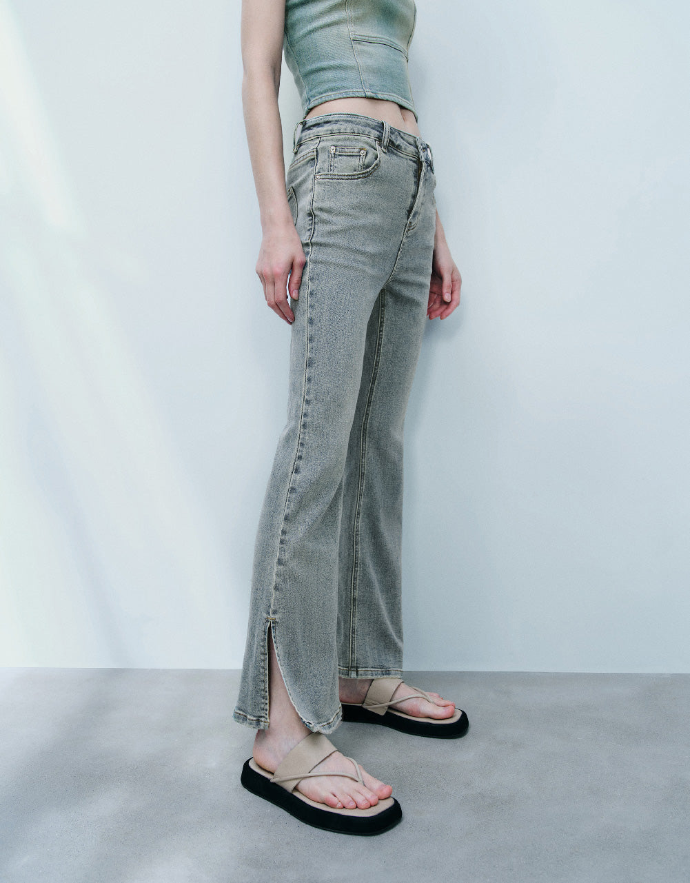Split Hem Skinny Flare Jeans