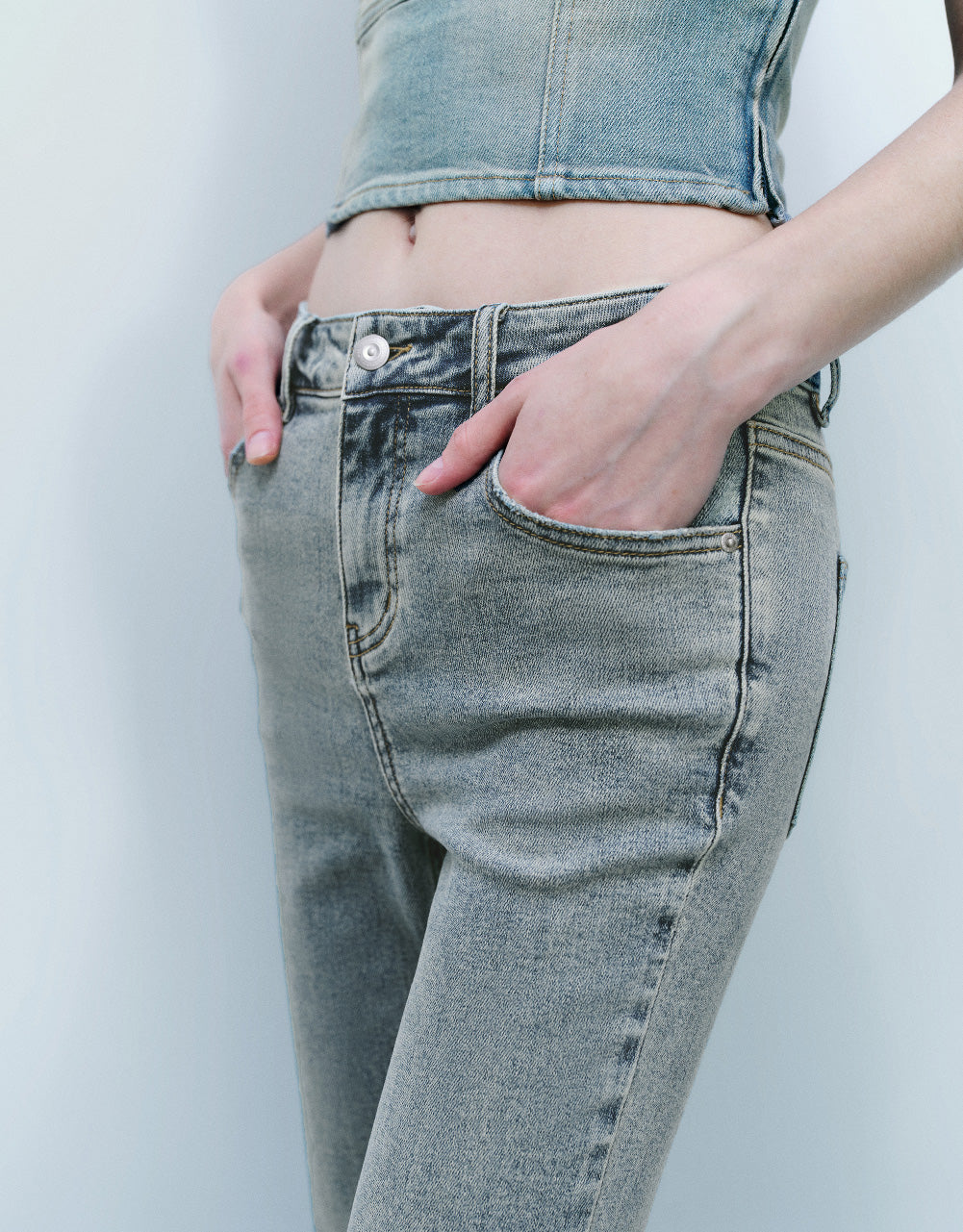Split Hem Skinny Flare Jeans