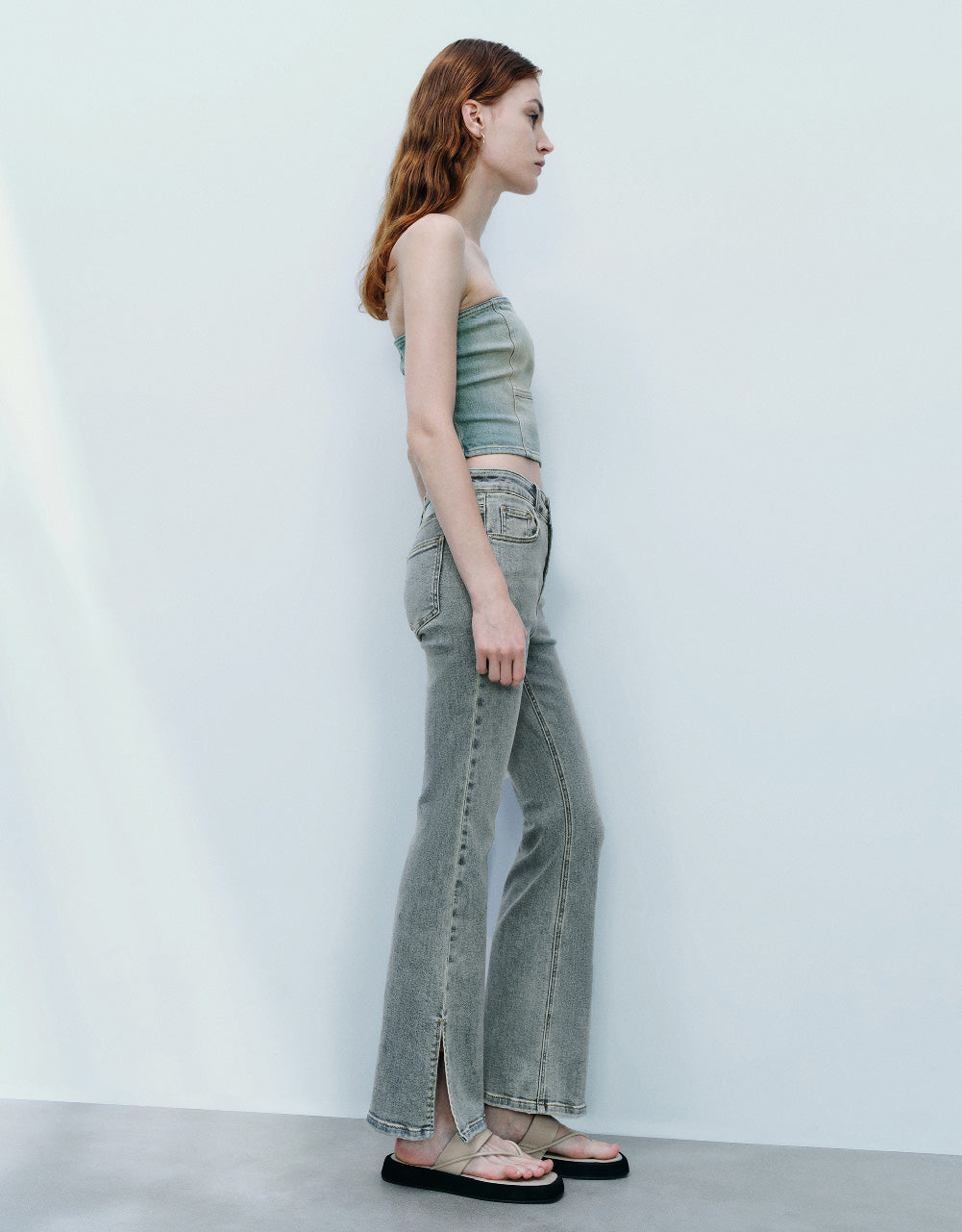 Split Hem Skinny Flare Jeans
