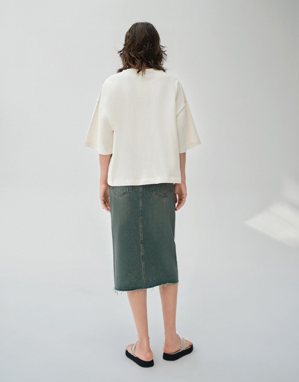 Midi Straight Denim Skirt