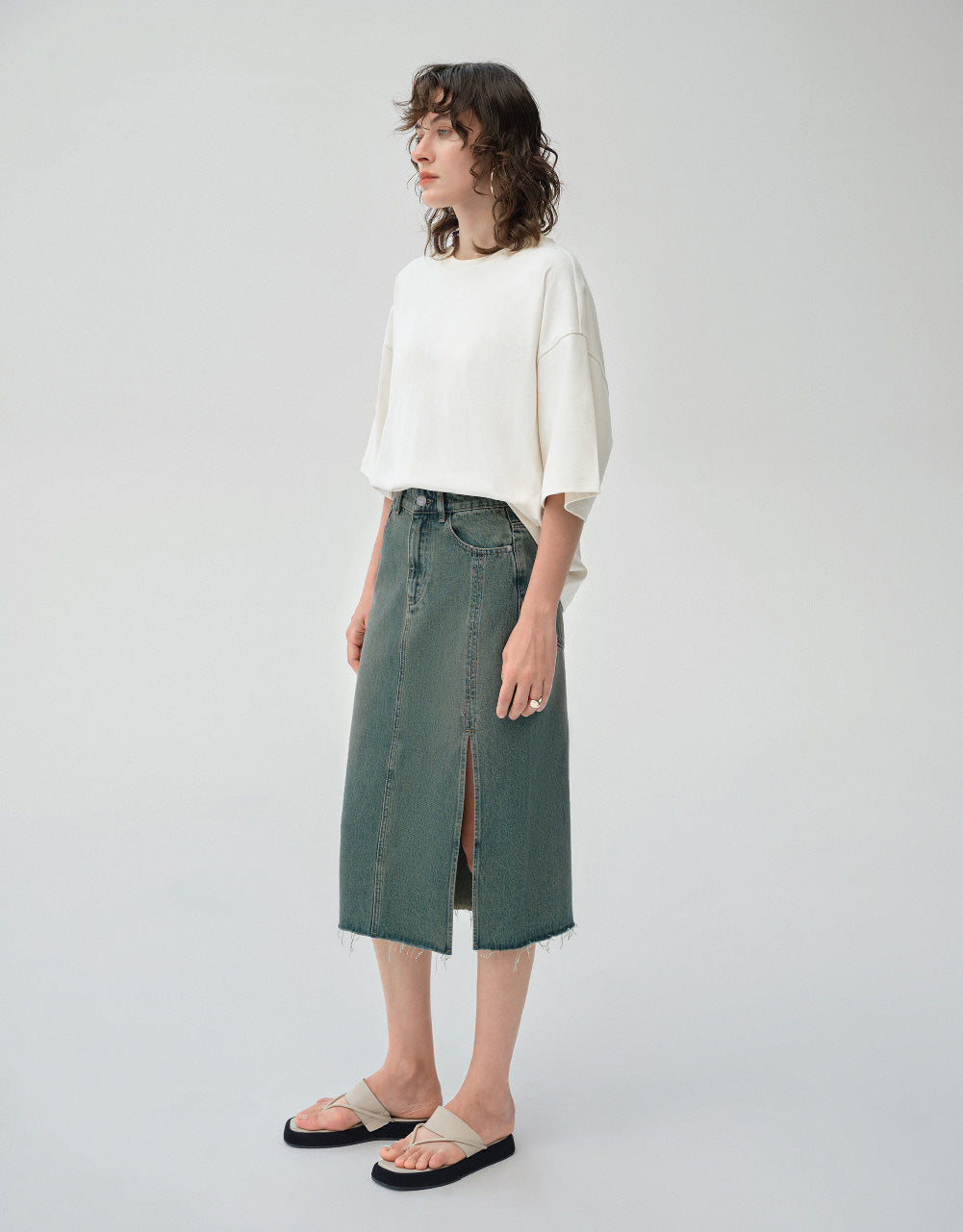 Midi Straight Denim Skirt