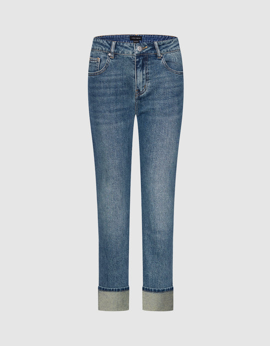 Rolled Up Hem Straight Jeans
