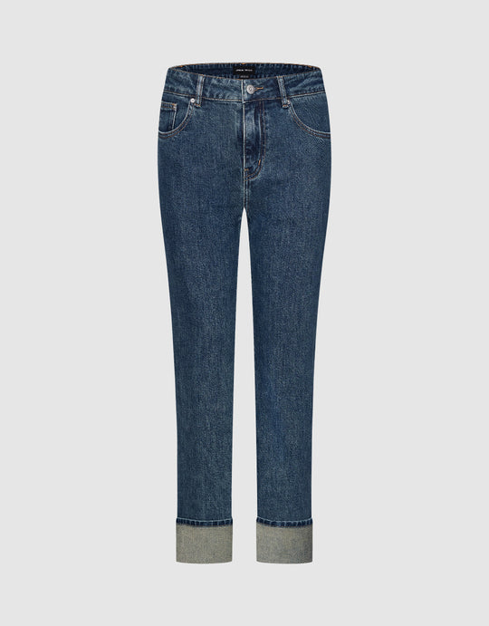 Rolled Up Hem Straight Jeans