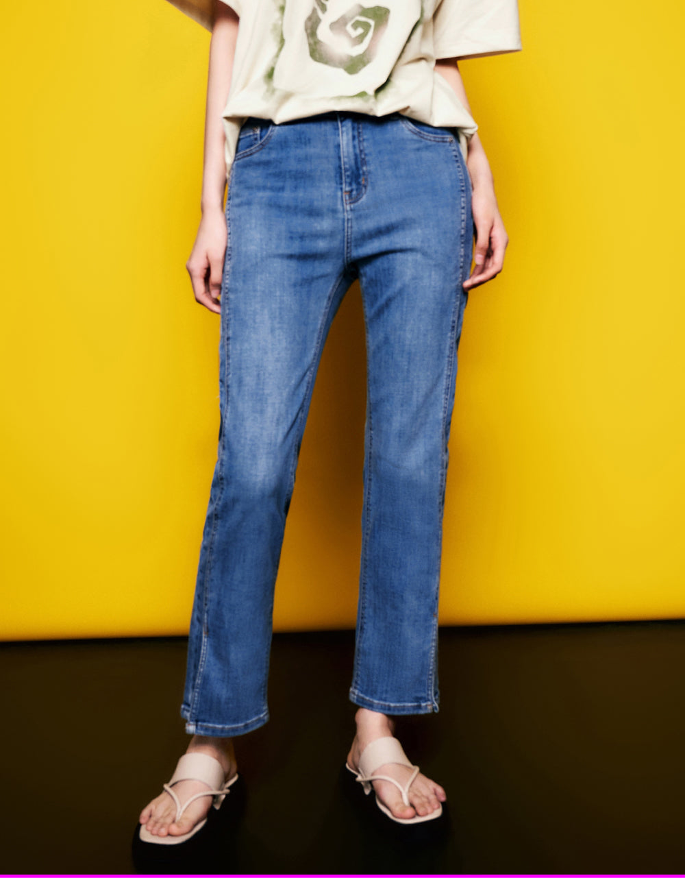 Split Hem Straight Jeans