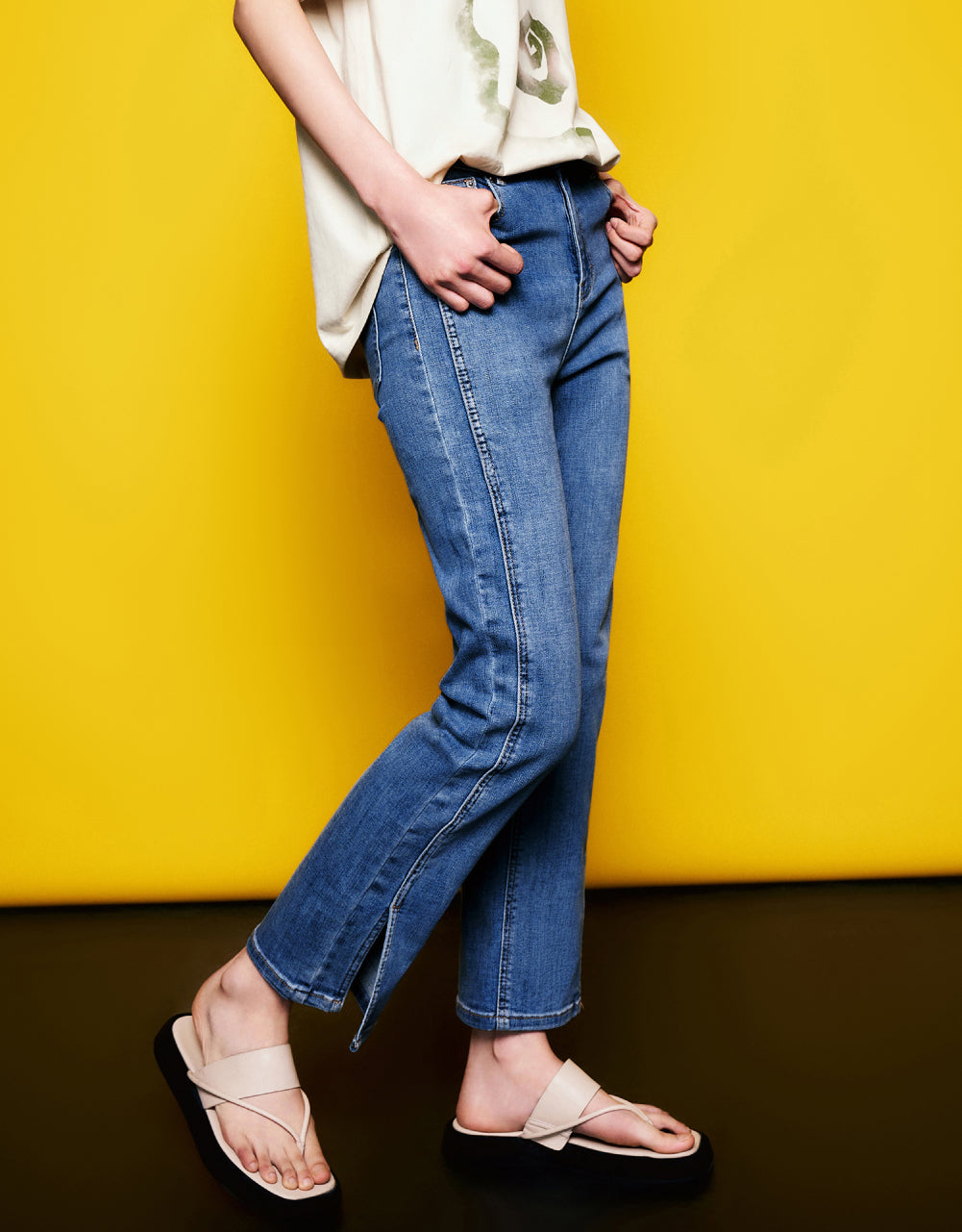 Split Hem Straight Jeans