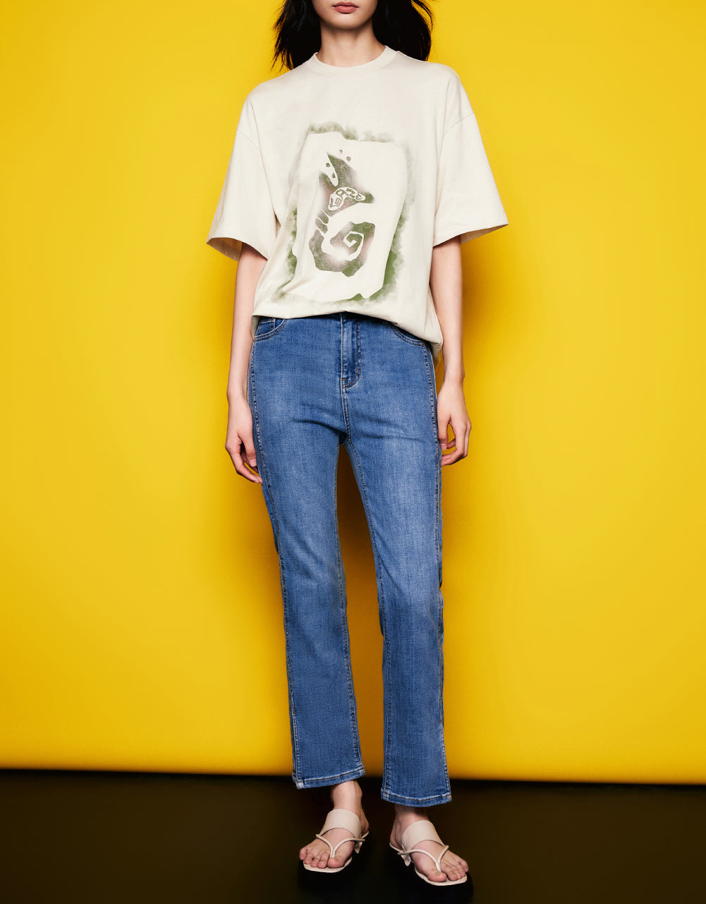 Split Hem Straight Jeans