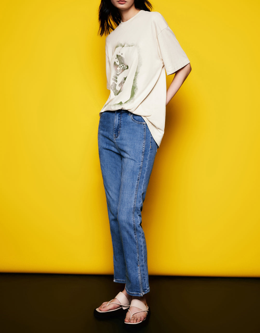 Split Hem Straight Jeans