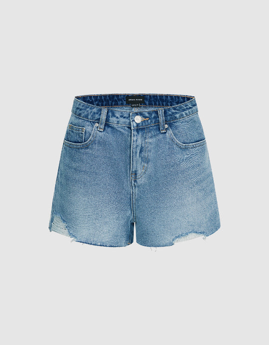Raw Hem Denim Shorts