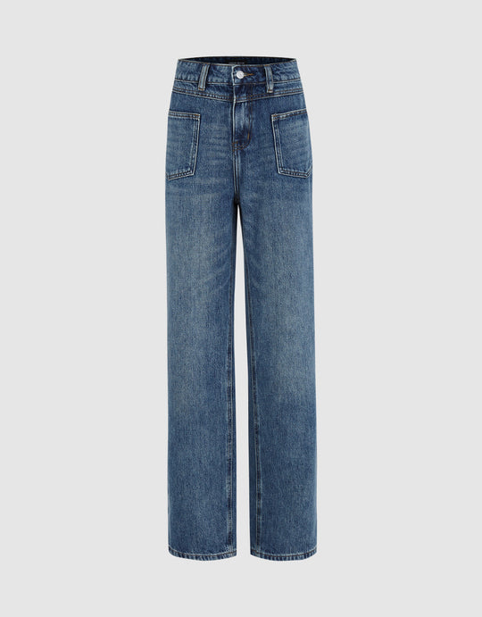 Straight Jeans With Front Pockets