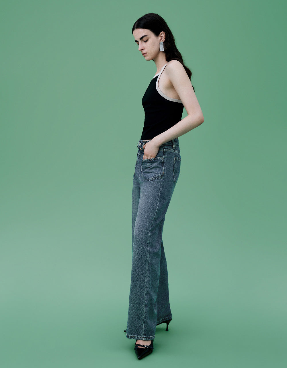 Straight Jeans With Front Pockets