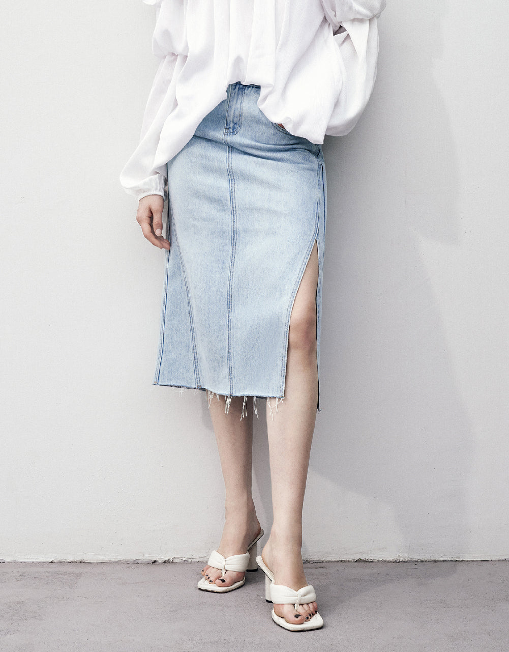 Split Hem Straight Denim Skirt