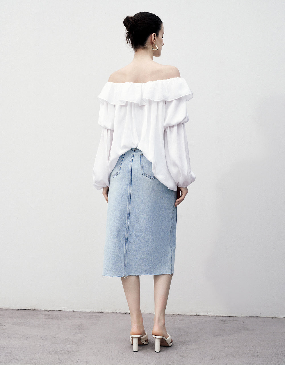 Split Hem Straight Denim Skirt
