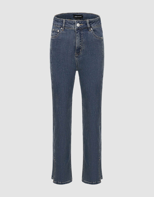 Split Hem Straight Jeans