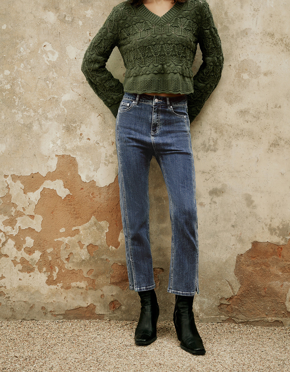 Split Hem Straight Jeans