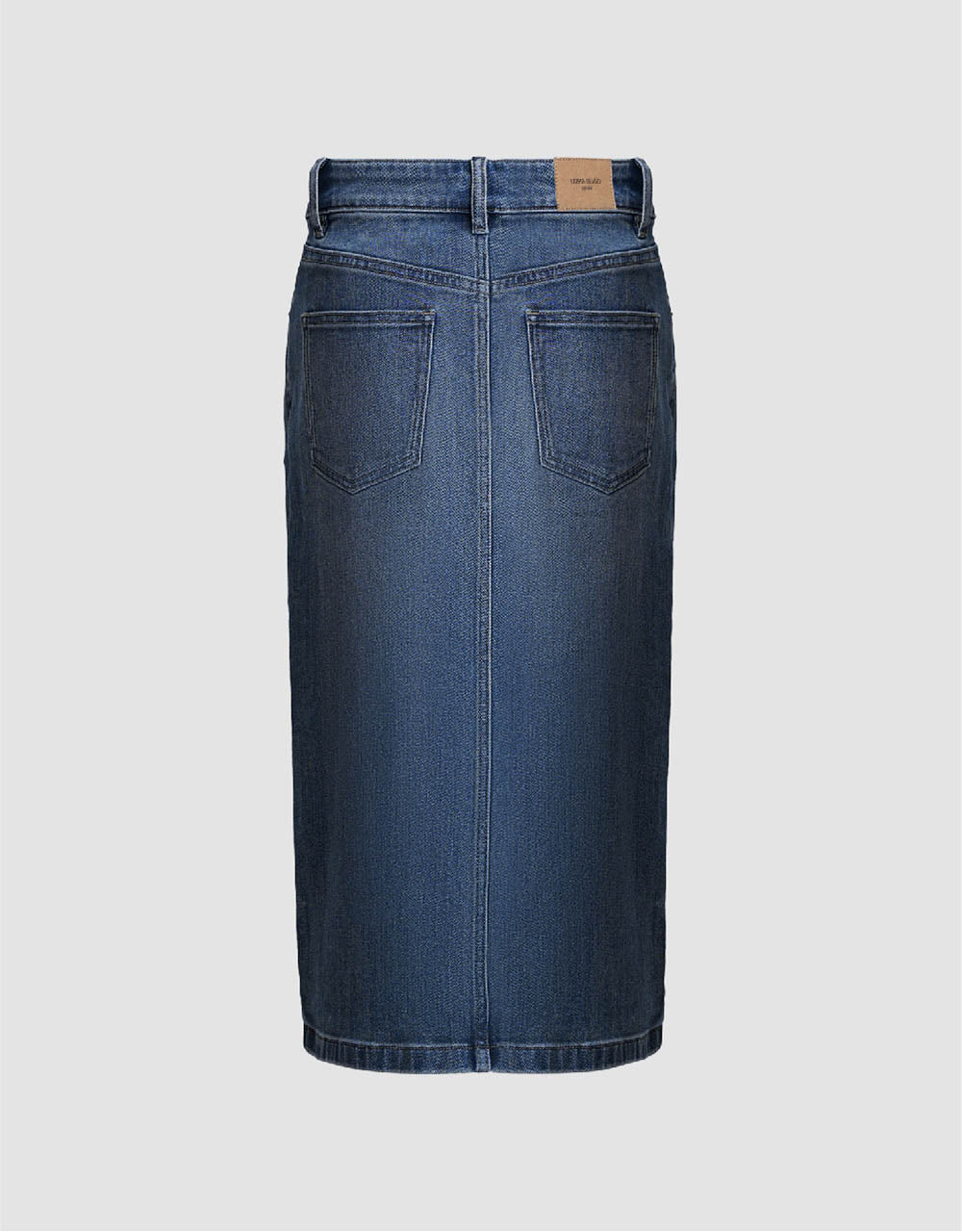 Split Hem Midi Straight Denim Skirt