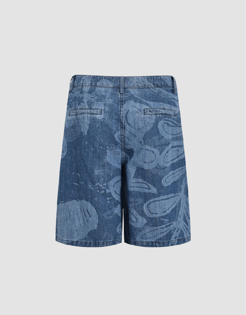 Printed Denim Shorts