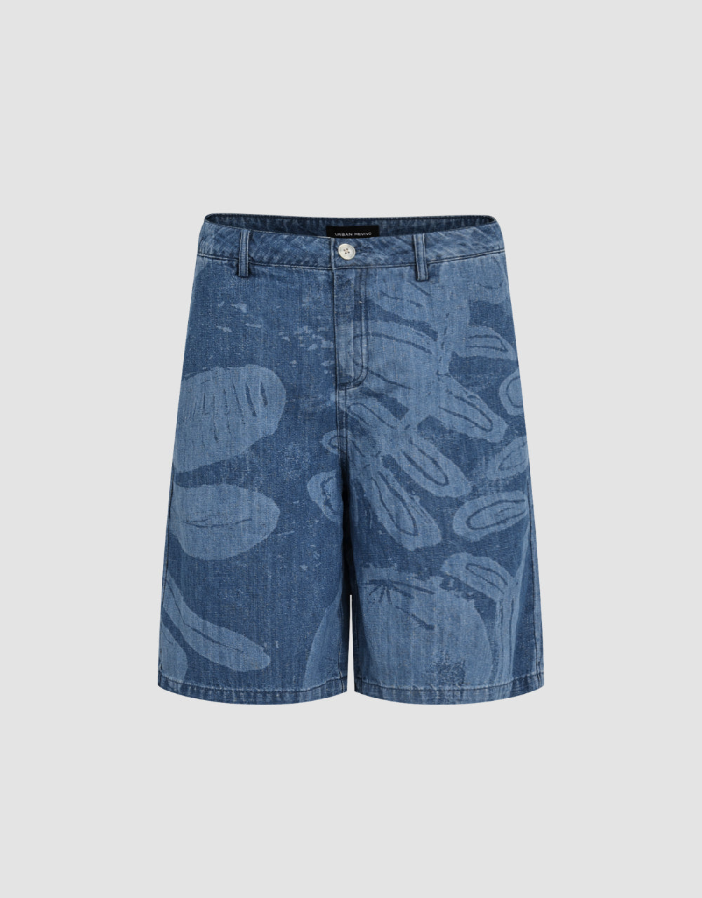 Printed Denim Shorts