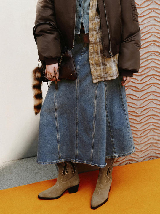 Regular Midi Denim Skirts