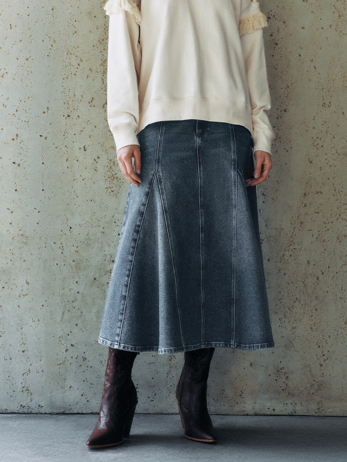 Regular Midi Denim Skirts