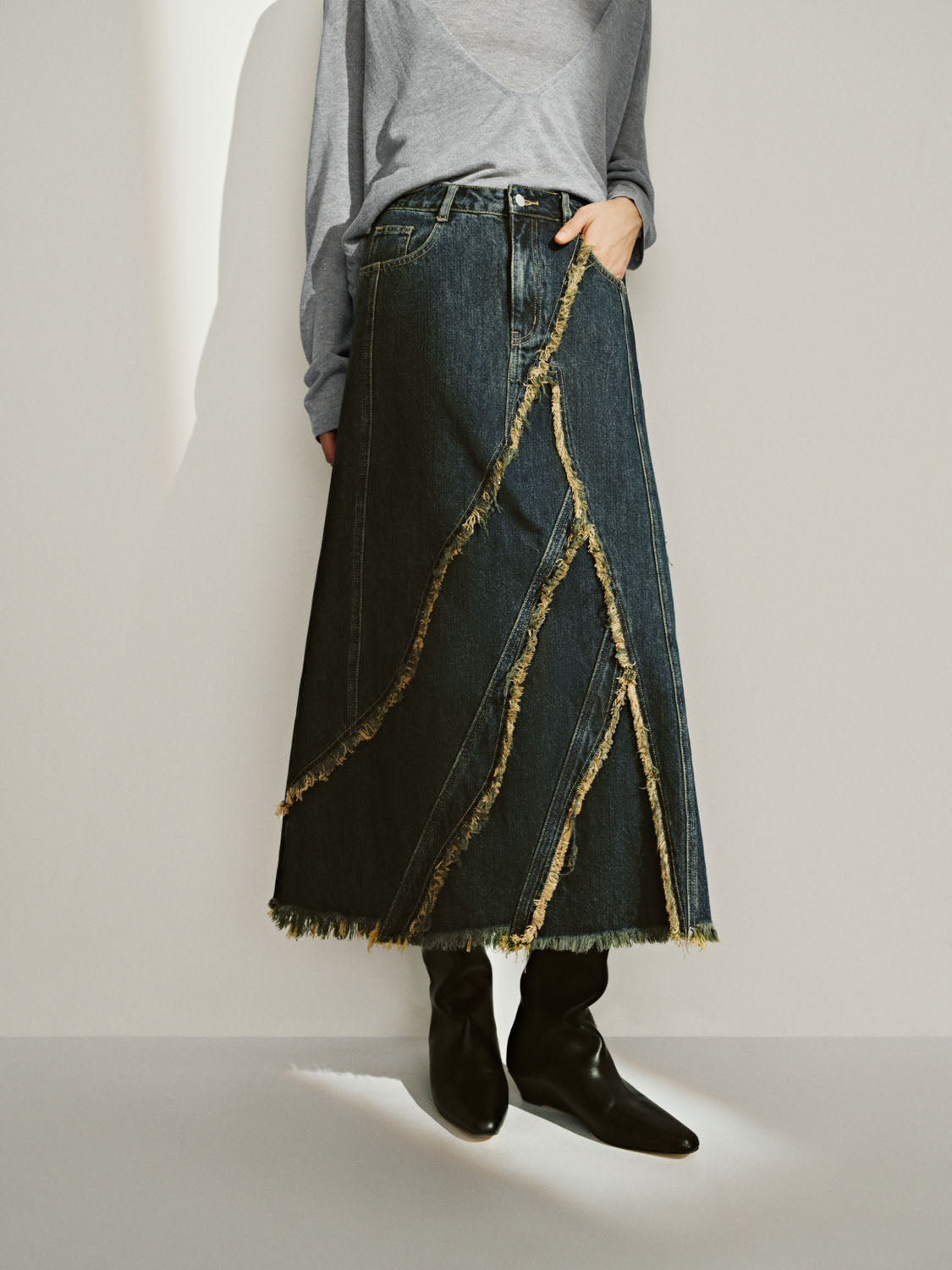 Raw Edge Denim Skirts