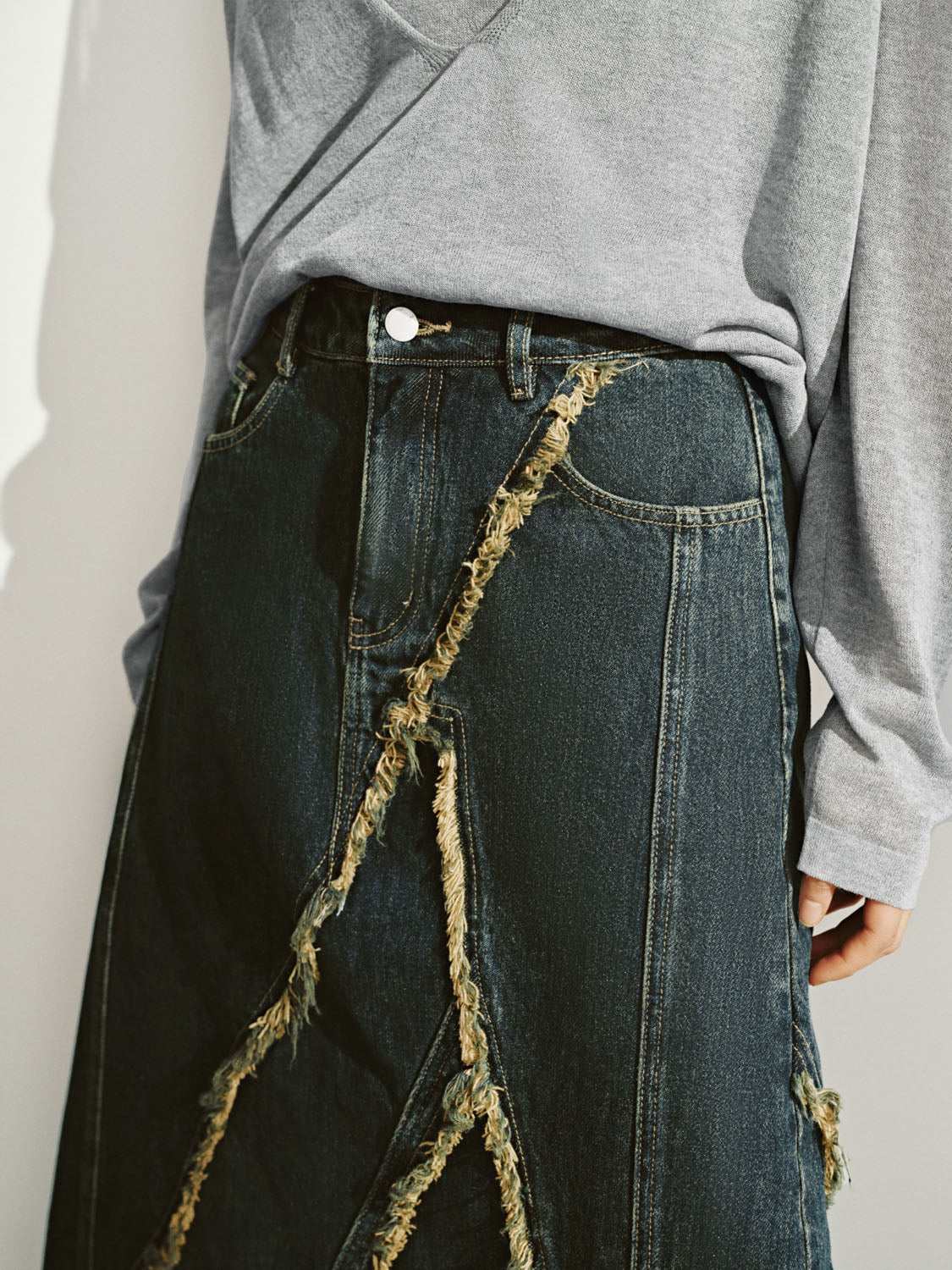 Raw Edge Denim Skirts