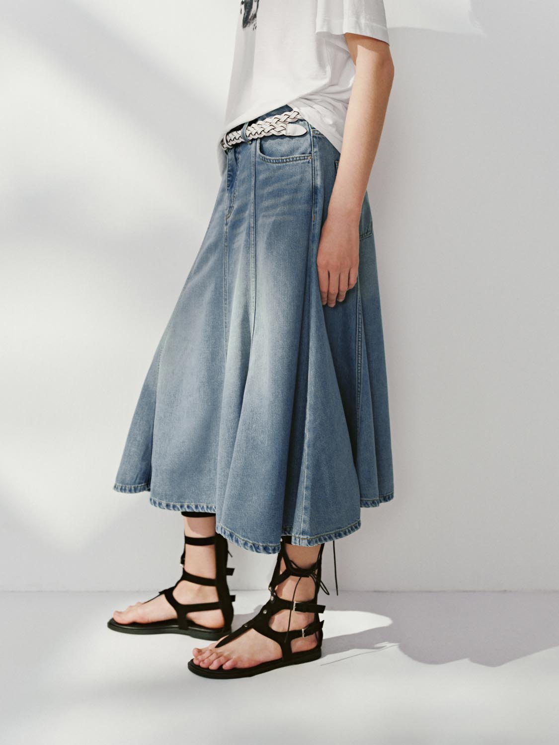 Denim Flared Skirts