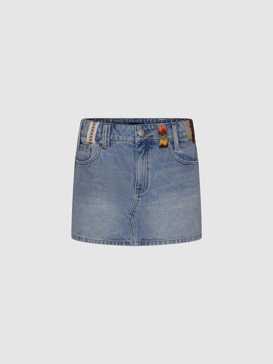 Beltloop Décor Denim Mini Skirts