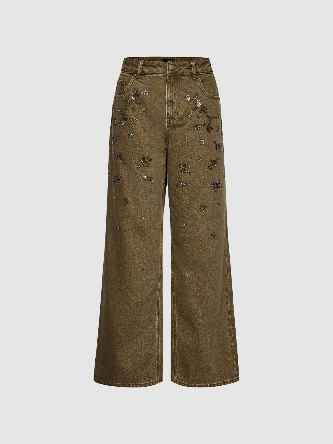 Rhinestone Flare Leg Denim Jeans