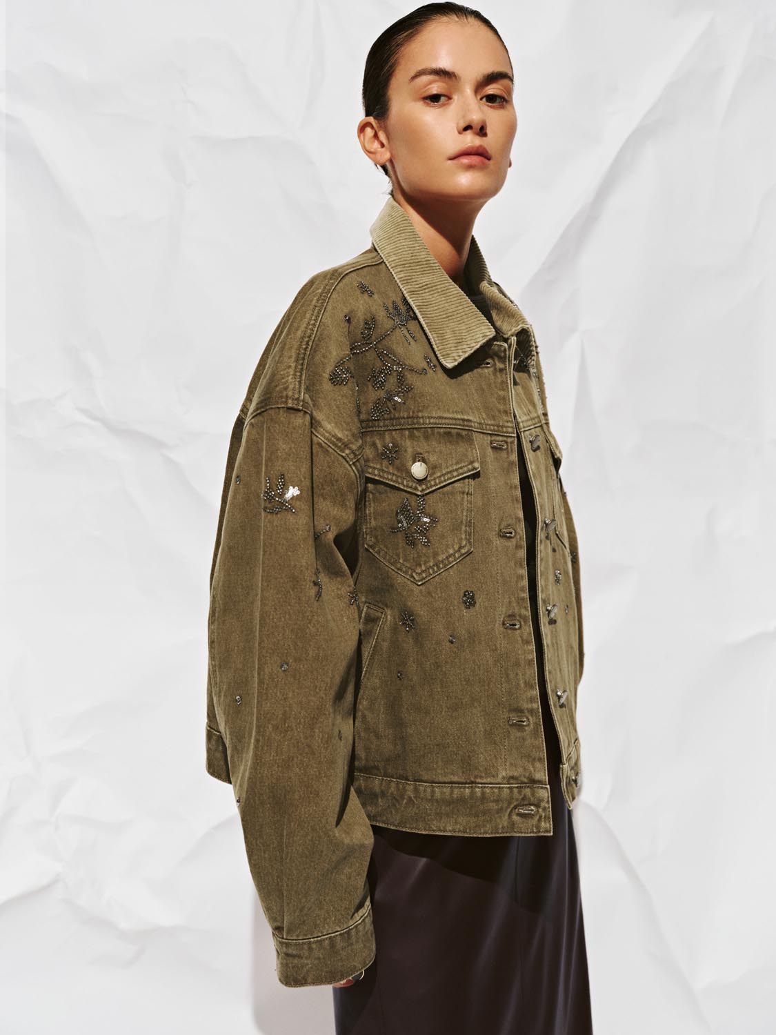 Flap Pocket Rhinestone Denim Jackets