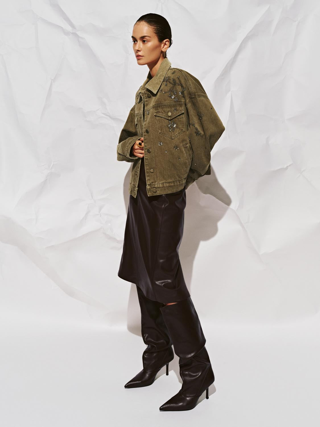 Flap Pocket Rhinestone Denim Jackets