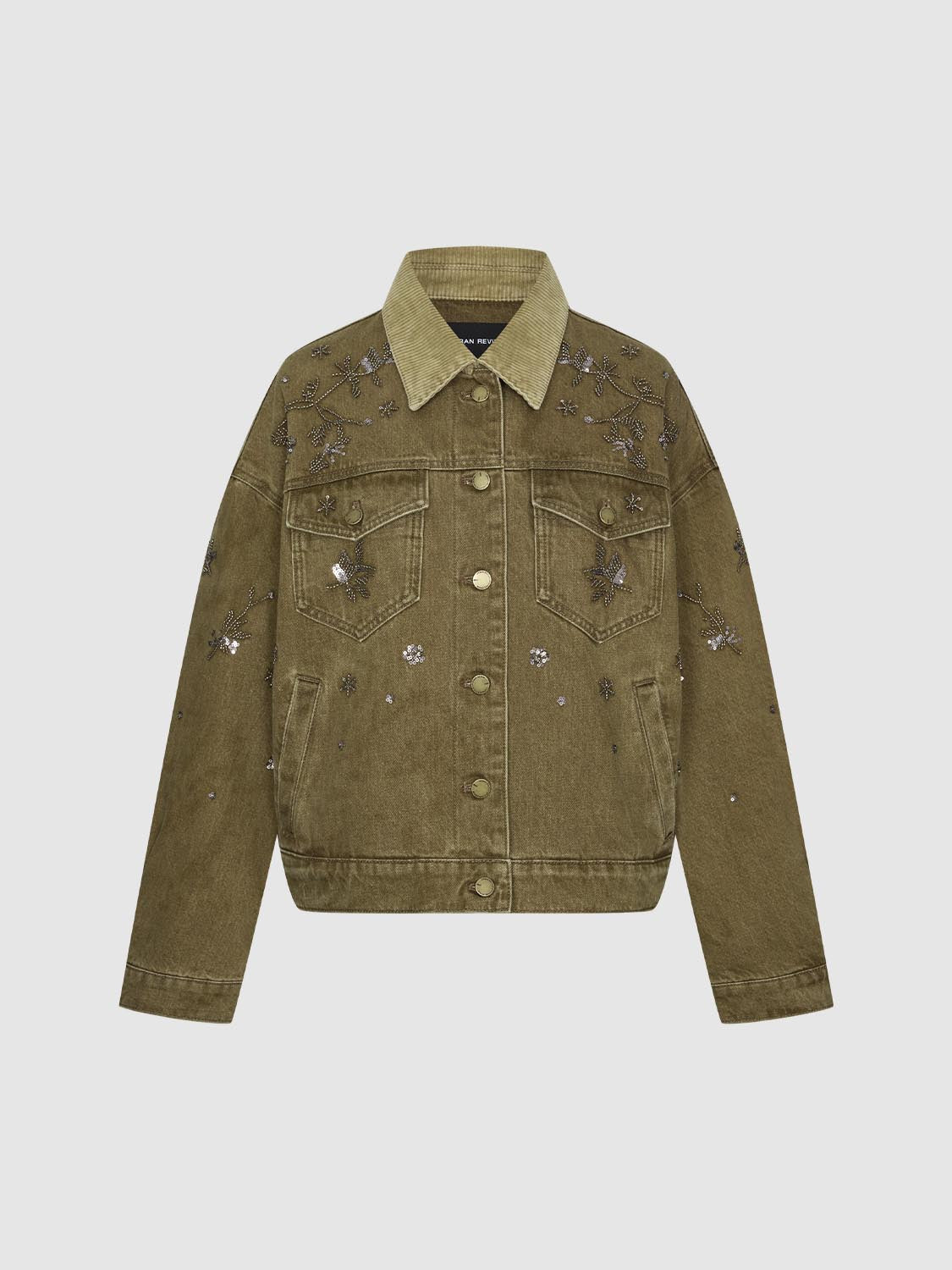 Flap Pocket Rhinestone Denim Jackets