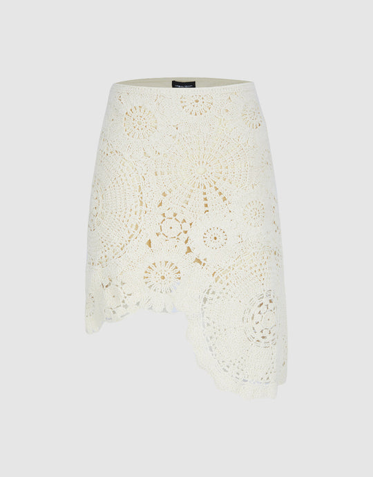 Asymmetric Crochet Knitted Skirt