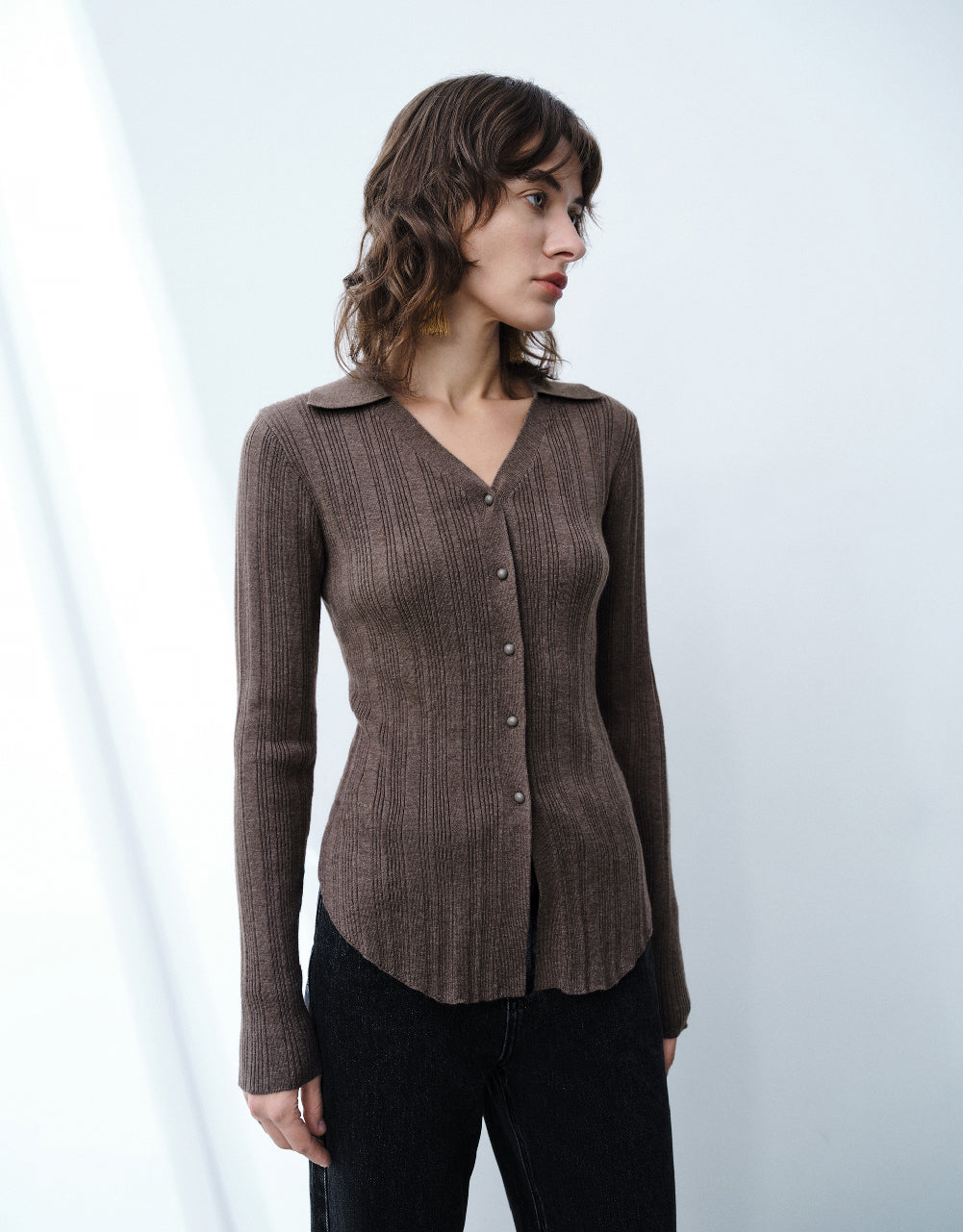 Drop Shoulder Sleeve  Knitted Cardigan