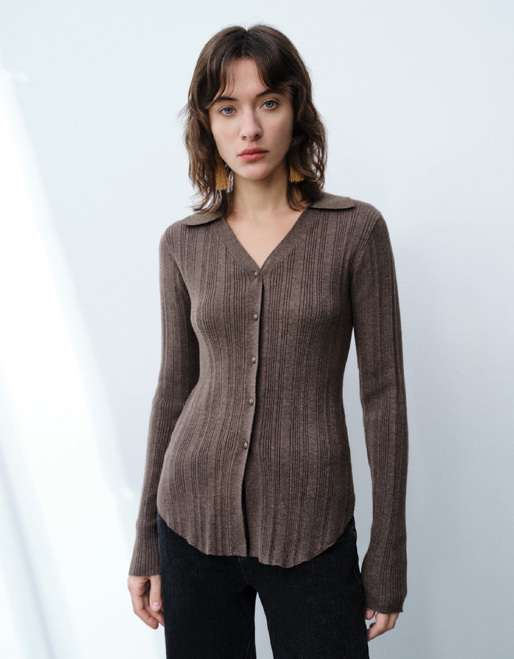 Drop Shoulder Sleeve  Knitted Cardigan