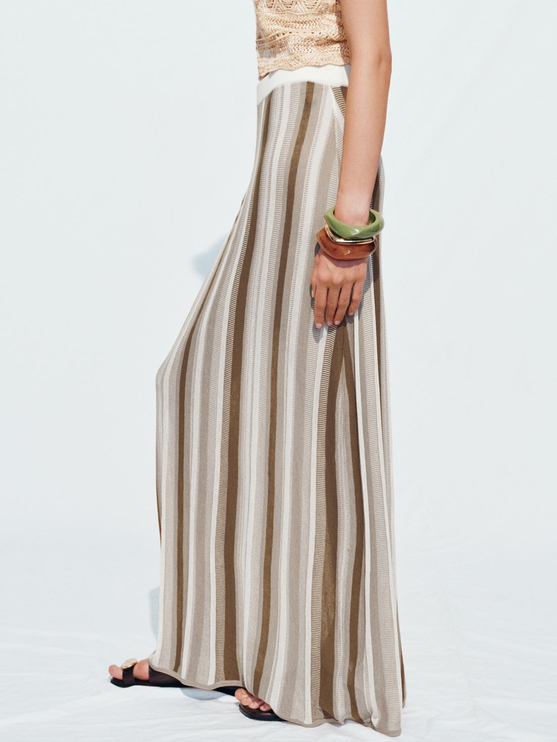 Knitted Striped Maxi Skirts
