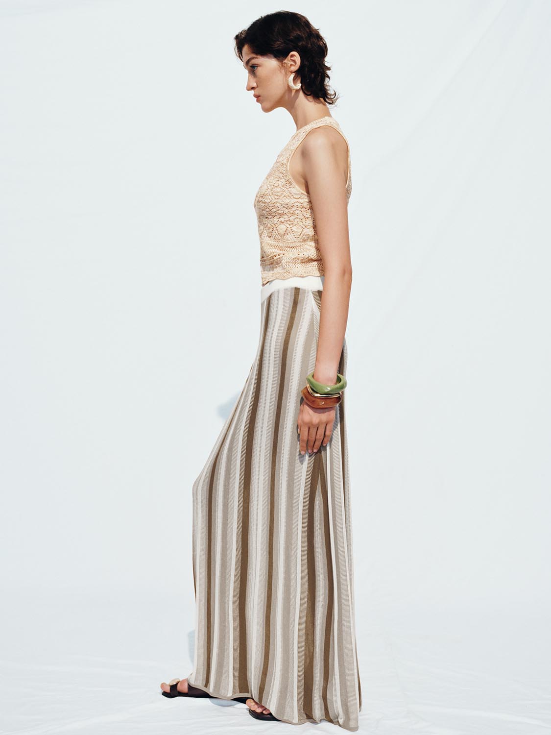 Knitted Striped Maxi Skirts