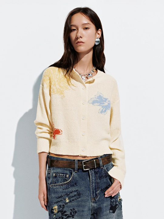 Print Button Up Knitted Cardigans