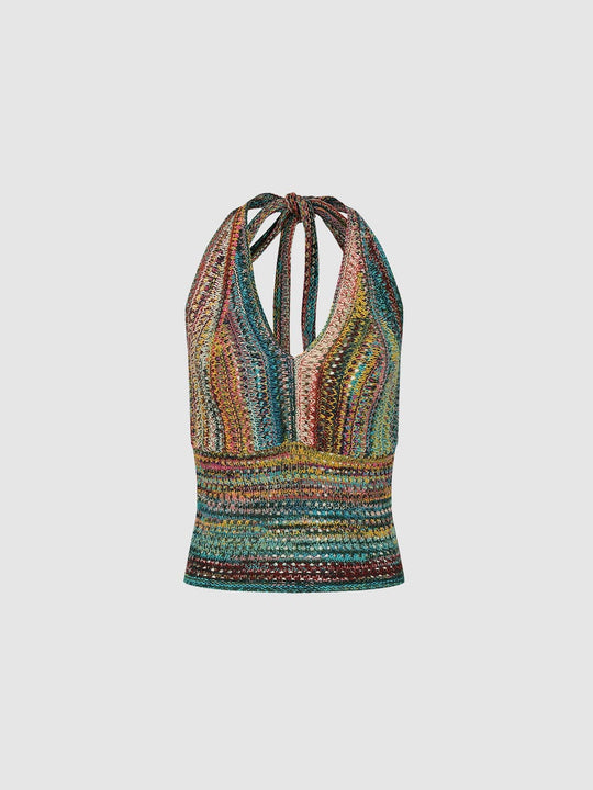 Halter Neck Sleeveless Knitted T-Shirts